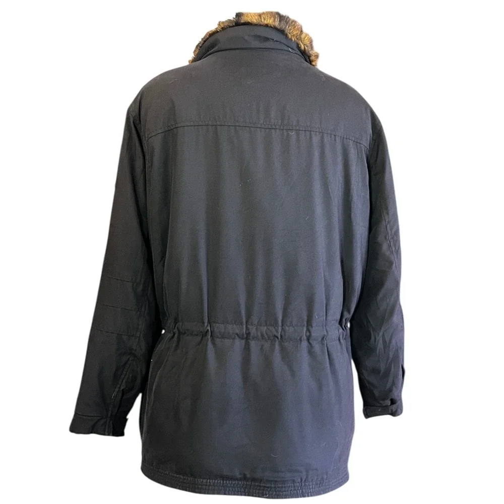 Ralph‎ Lauren Women's Black Faux Fur Trim Parka Jacket Authentic Size M